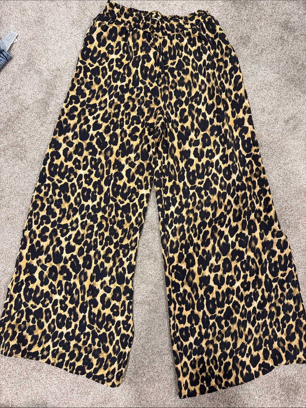 Zara Wide-Leg Leopard Print Pants - Black and Tan